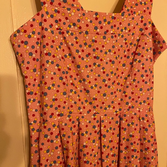 Red Cross-Hatch Dress w/ Red, Yellow, Blue, and White Dress - Picture 3 of 3